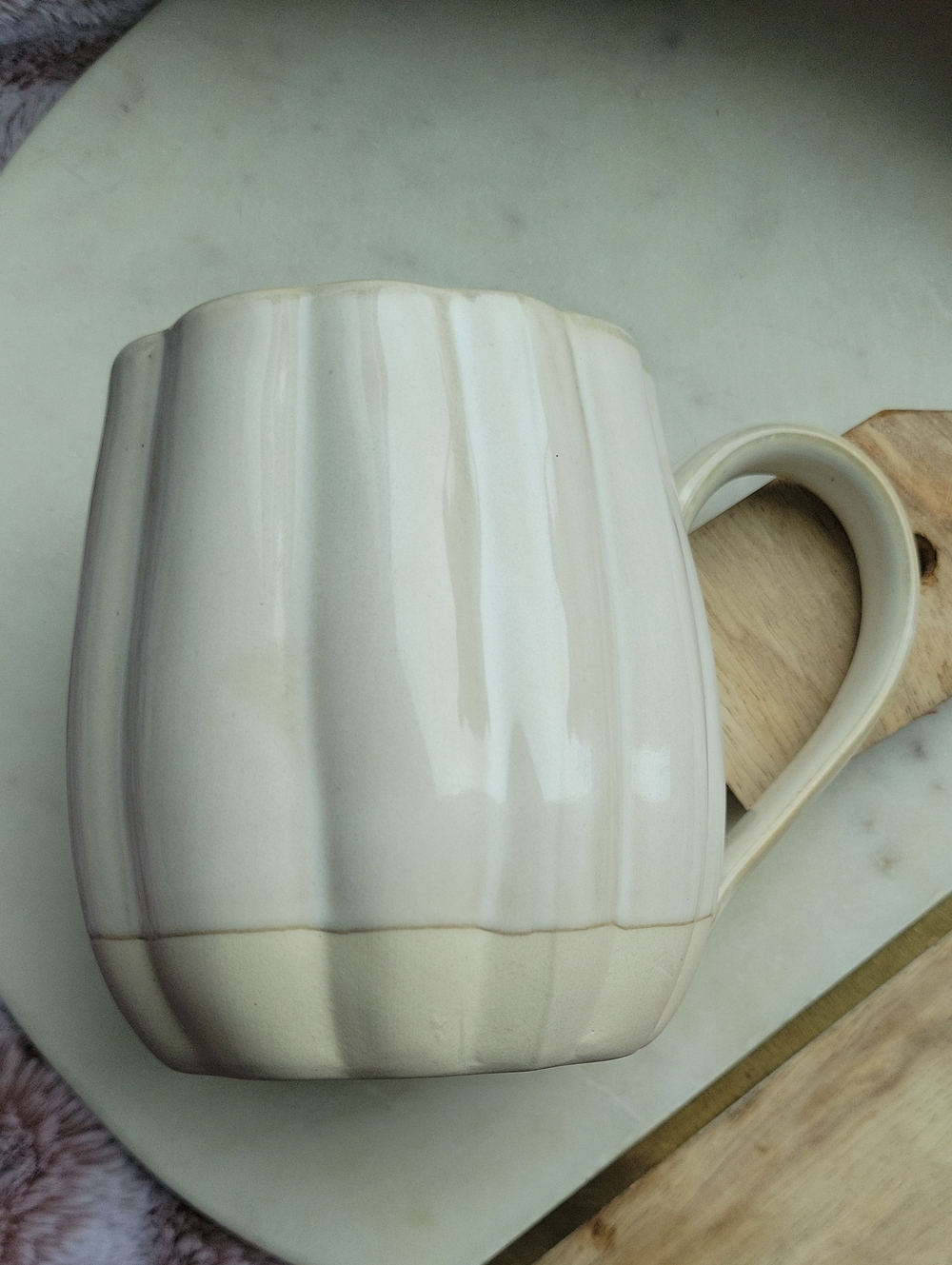 Sur La Table Cream Pumpkin Fall Ceramic Mug